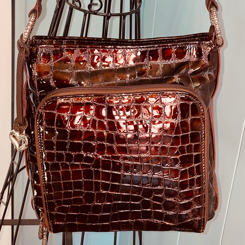 Brighton Brown Croco Patent Leather Organizer EUC